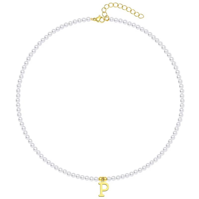 BowLift | Elegant Gold Accented Pearl Letter Initial Necklace