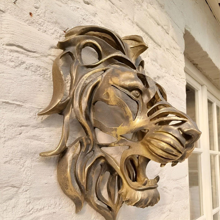 Exquisite gold-plated lion head wall sculpture Bowlift