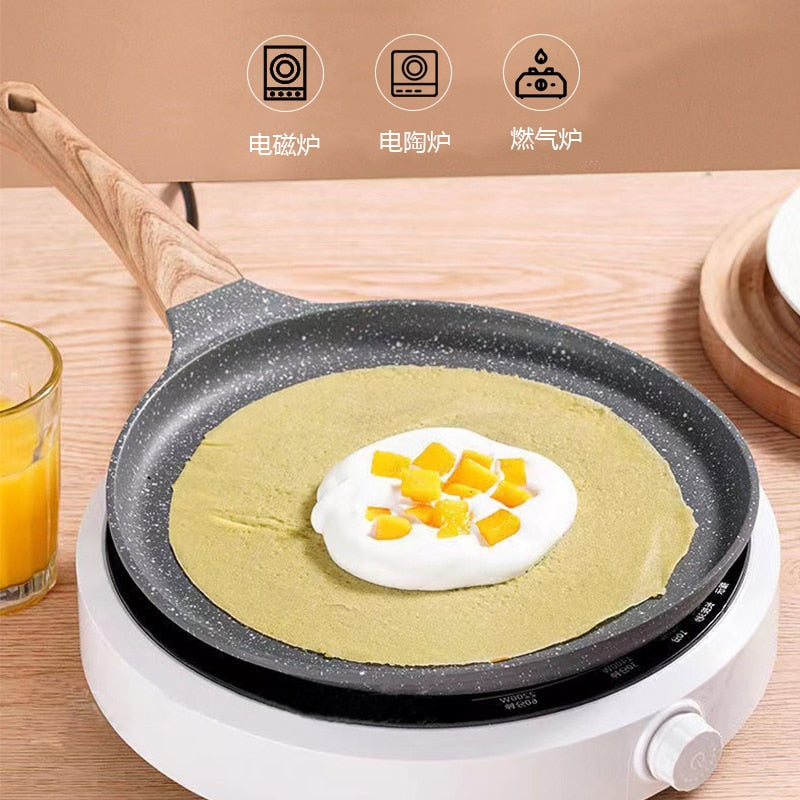 Pan Crepe Pancake Pan Nonstick Frying Pot with Wooden Handle Saucepan | Bowlift