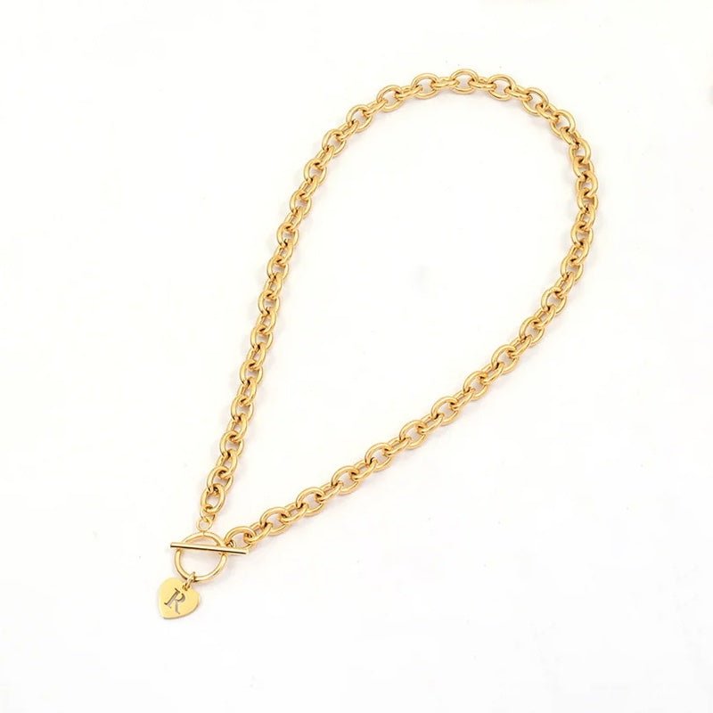 BowLift | Paperclip Heart Letter Initial Choker Necklace