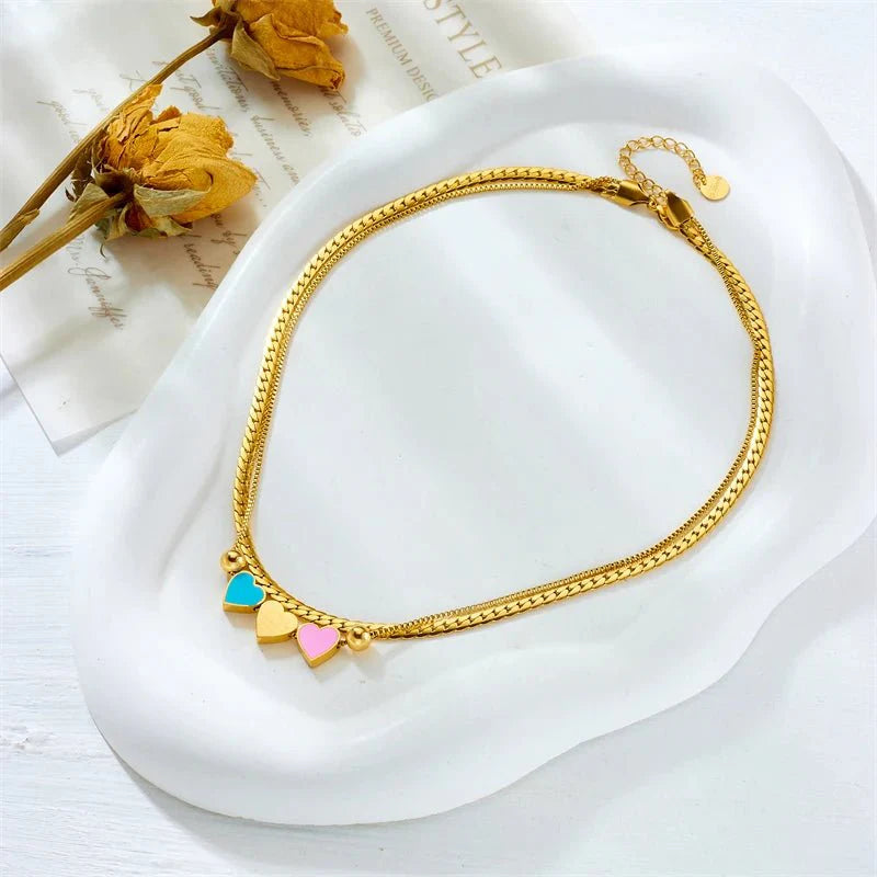 BowLift | Pastel Forever Love Heart Necklace and Bracelet
