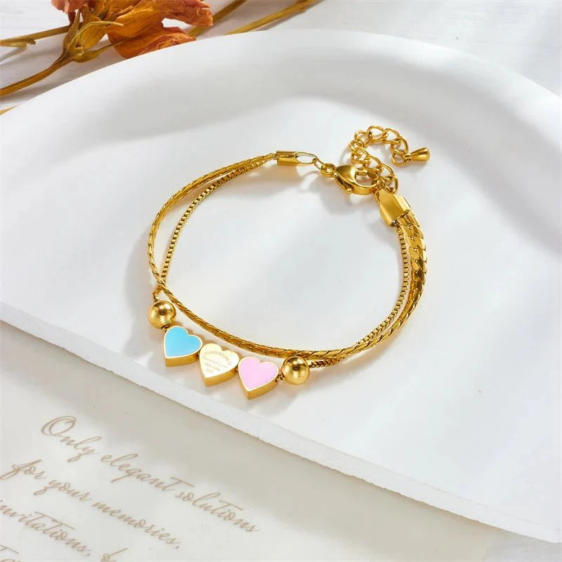 BowLift | Pastel Forever Love Heart Necklace and Bracelet