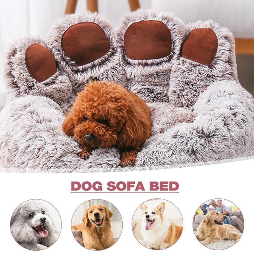 PawCuddle • Plush Paw - Shaped Dog Bed - Dog Bed - BowLift