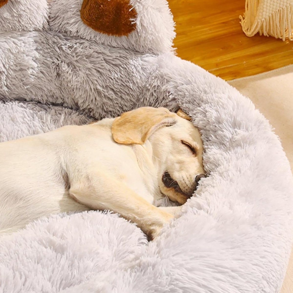 PawCuddle • Plush Paw - Shaped Dog Bed - Dog Bed - BowLift