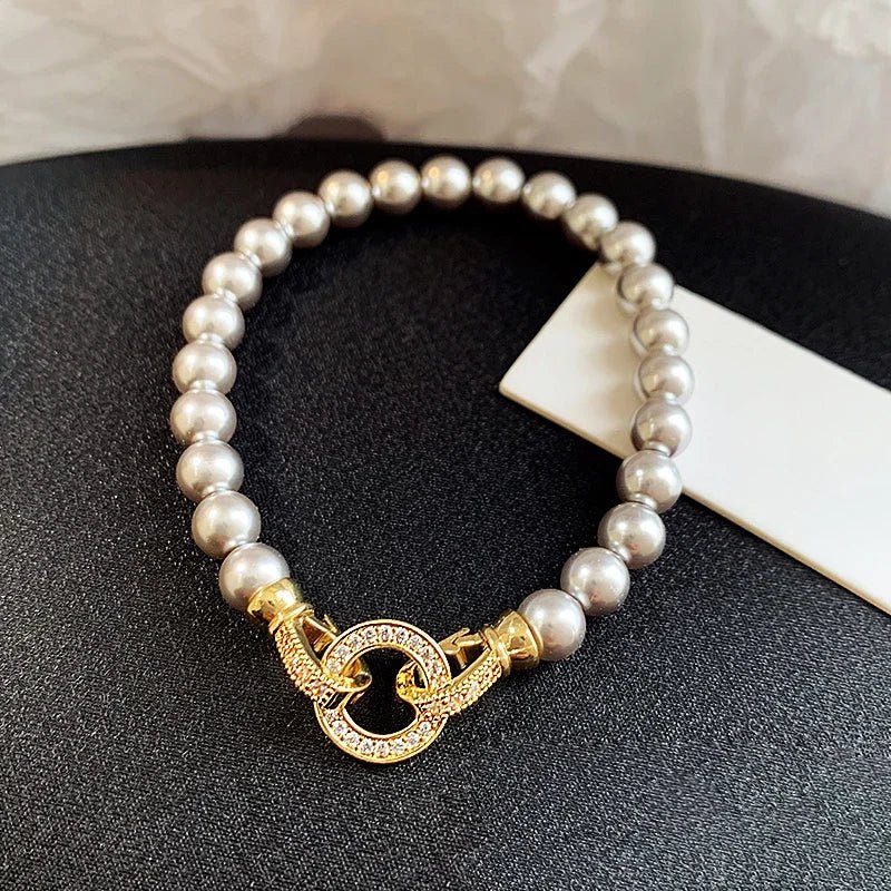 BowLift | Pearl Diamond Accented Circle Pendant Bracelet and Necklace