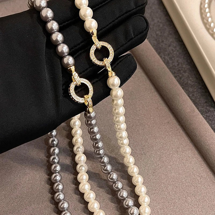 BowLift | Pearl Diamond Accented Circle Pendant Bracelet and Necklace