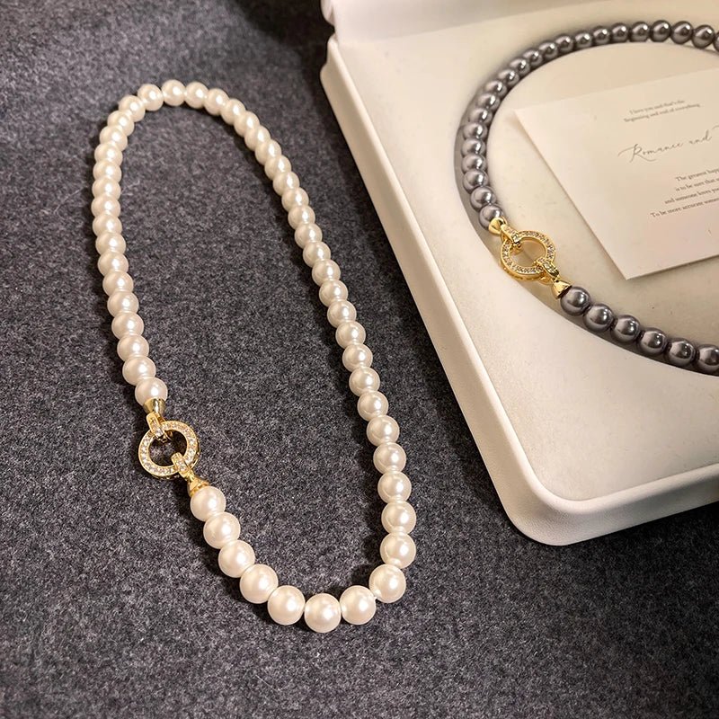 BowLift | Pearl Diamond Accented Circle Pendant Bracelet and Necklace