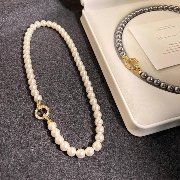BowLift | Pearl Diamond Accented Circle Pendant Bracelet and Necklace