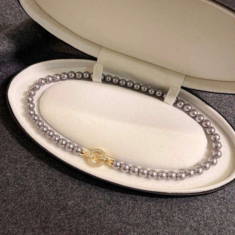 BowLift | Pearl Diamond Accented Circle Pendant Bracelet and Necklace
