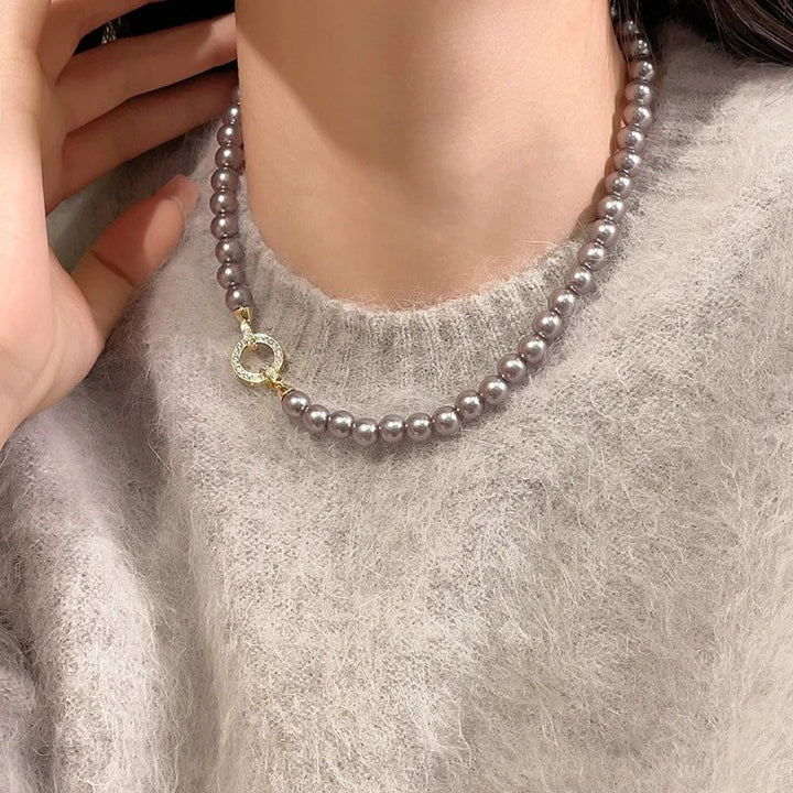 BowLift | Pearl Diamond Accented Circle Pendant Bracelet and Necklace