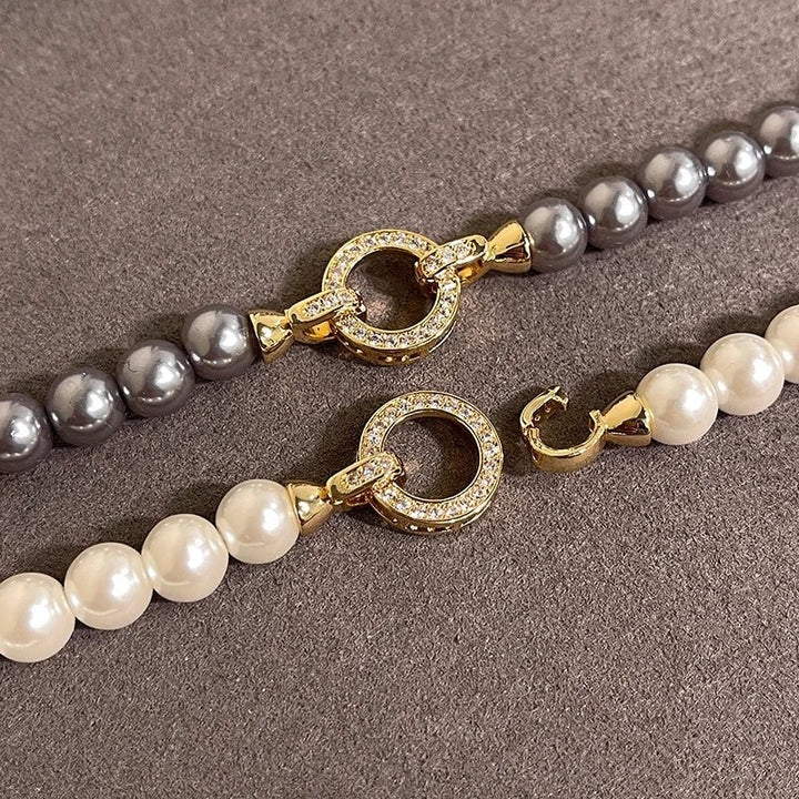 BowLift | Pearl Diamond Accented Circle Pendant Bracelet and Necklace