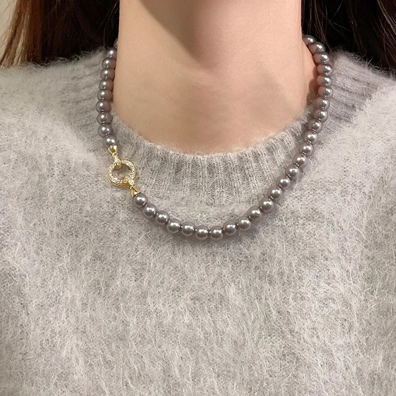 BowLift | Pearl Diamond Accented Circle Pendant Bracelet and Necklace