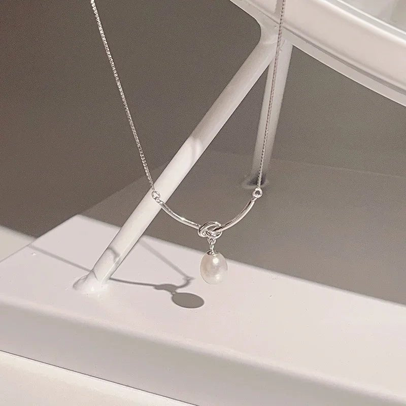 BowLift | Pearl Drop Knot Dainty Chain Necklace
