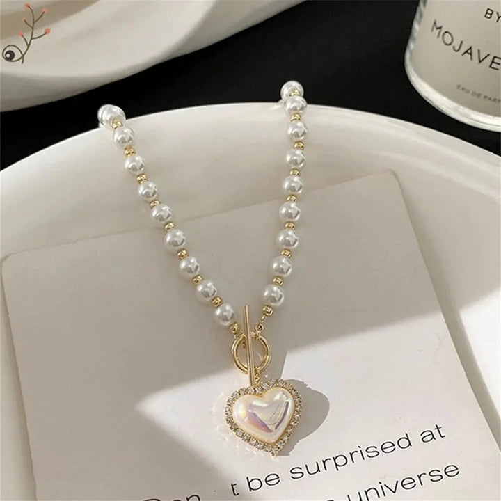 BowLift | Pearl Heart Clasp Choker Necklace