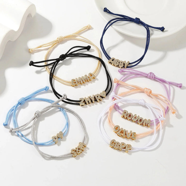 BowLift | Personalized Bubble Diamond Name Layered Rope Bracelet