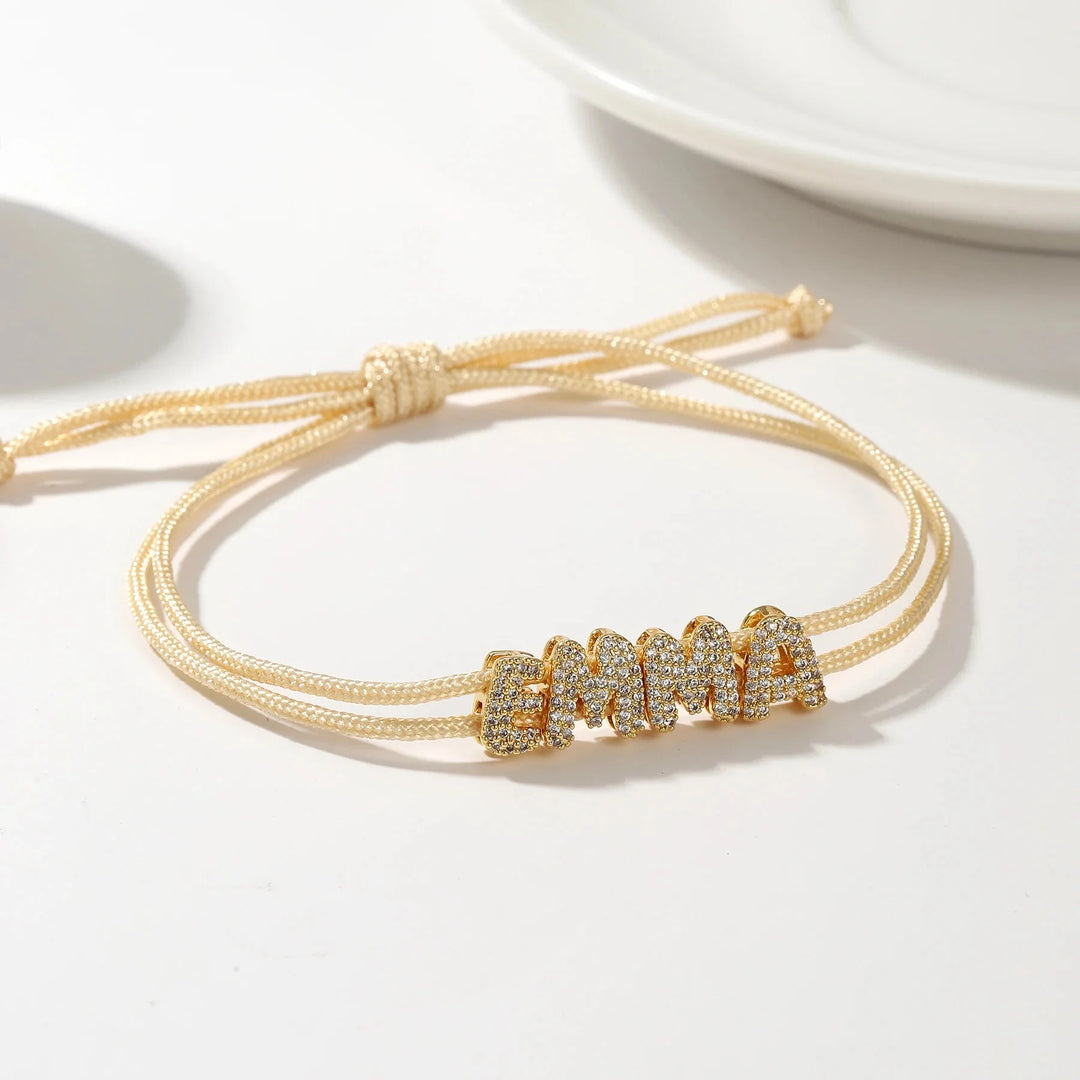 BowLift | Personalized Bubble Diamond Name Layered Rope Bracelet
