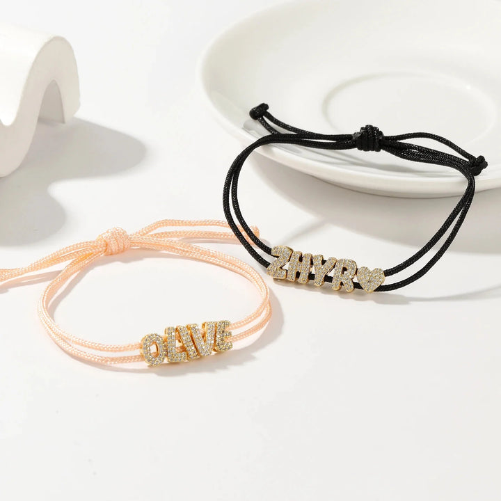 BowLift | Personalized Bubble Diamond Name Layered Rope Bracelet
