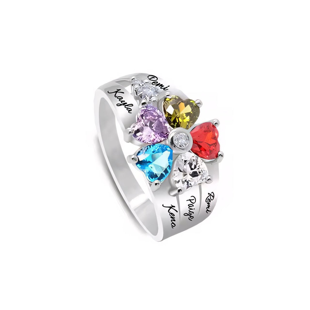 BowLift | Personalized Diamond Heart Name & Birthstone Ring