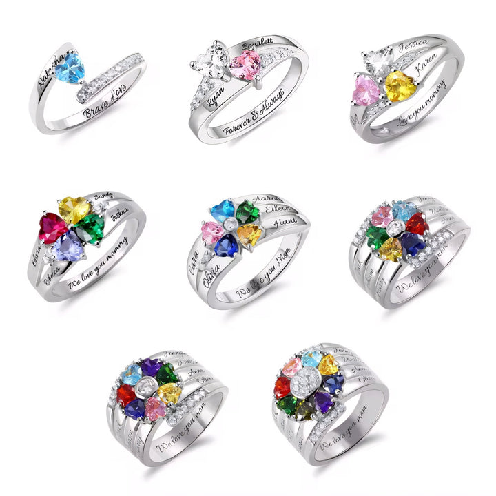 BowLift | Personalized Diamond Heart Name & Birthstone Ring
