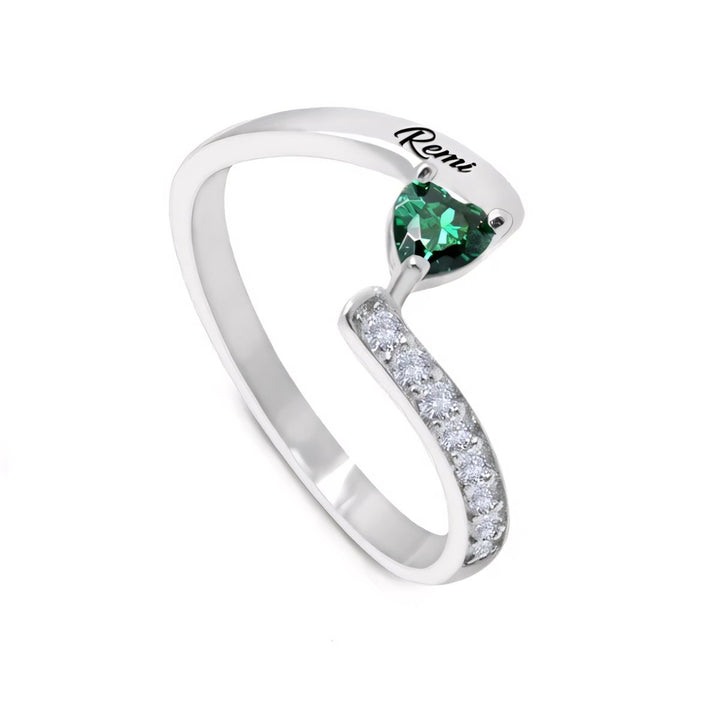 BowLift | Personalized Diamond Heart Name & Birthstone Ring