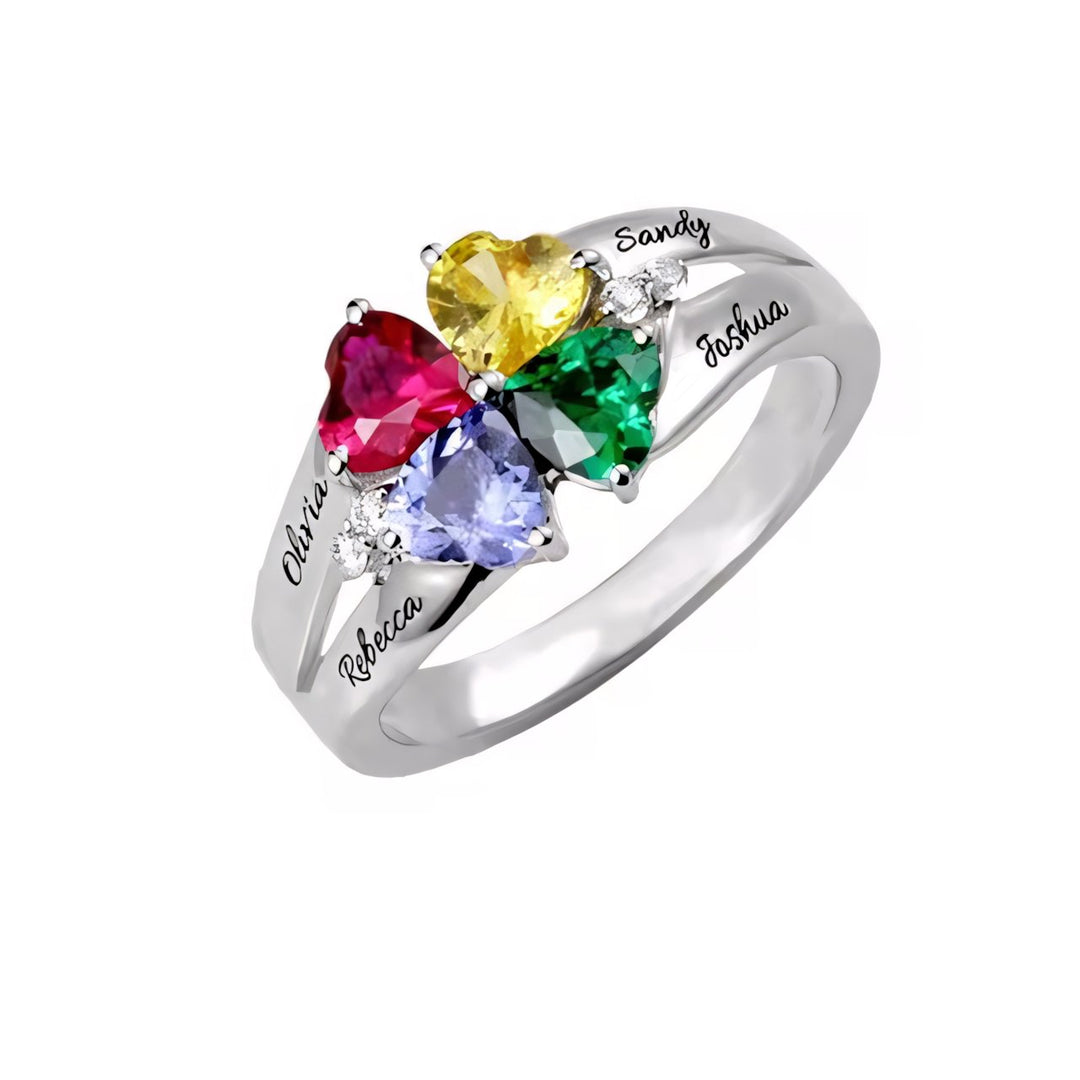 BowLift | Personalized Diamond Heart Name & Birthstone Ring