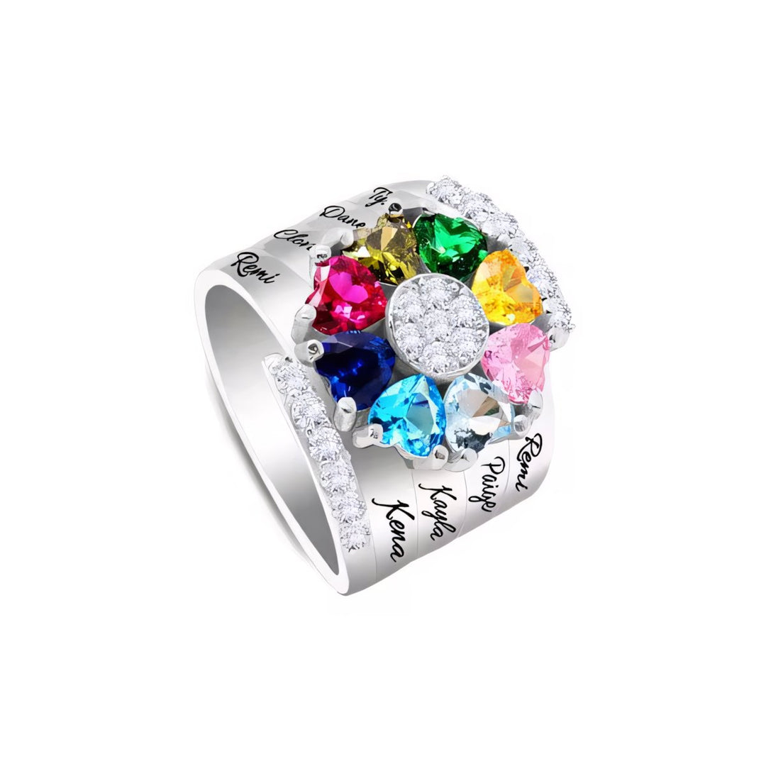 BowLift | Personalized Diamond Heart Name & Birthstone Ring