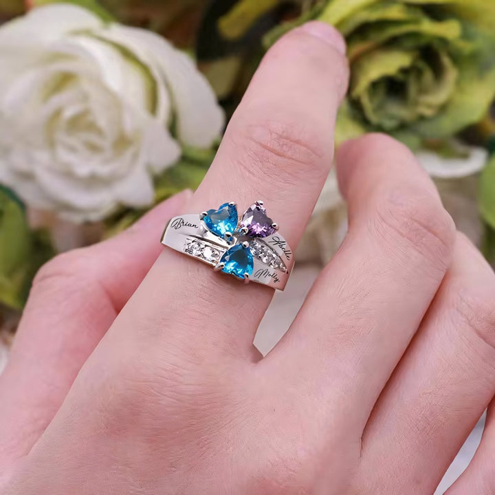 BowLift | Personalized Diamond Heart Name & Birthstone Ring