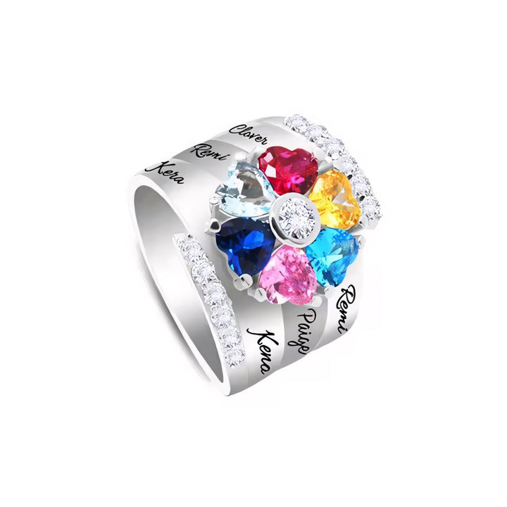 BowLift | Personalized Diamond Heart Name & Birthstone Ring