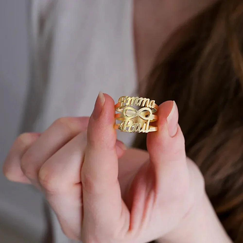 BowLift | Personalized Double Name Infinity Ring