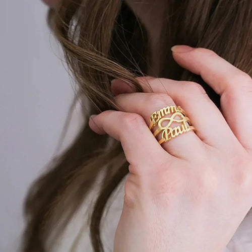 BowLift | Personalized Double Name Infinity Ring