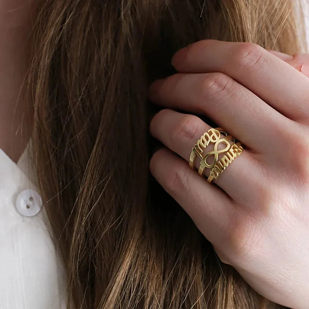 BowLift | Personalized Double Name Infinity Ring