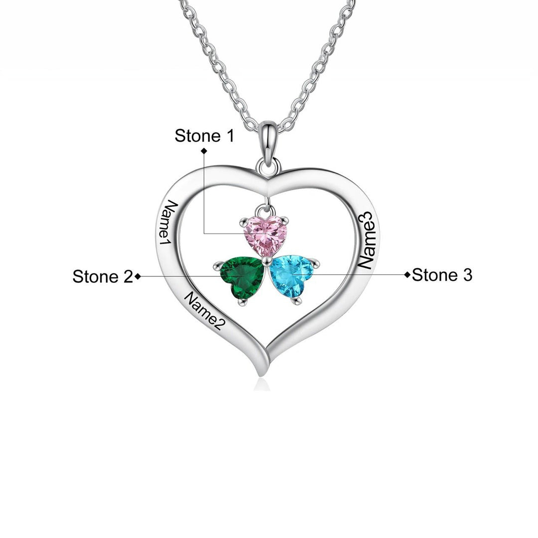 BowLift | Personalized Name & Birthstone Heart Hanging Pendant Necklace