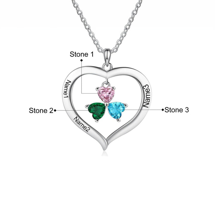 BowLift | Personalized Name & Birthstone Heart Hanging Pendant Necklace