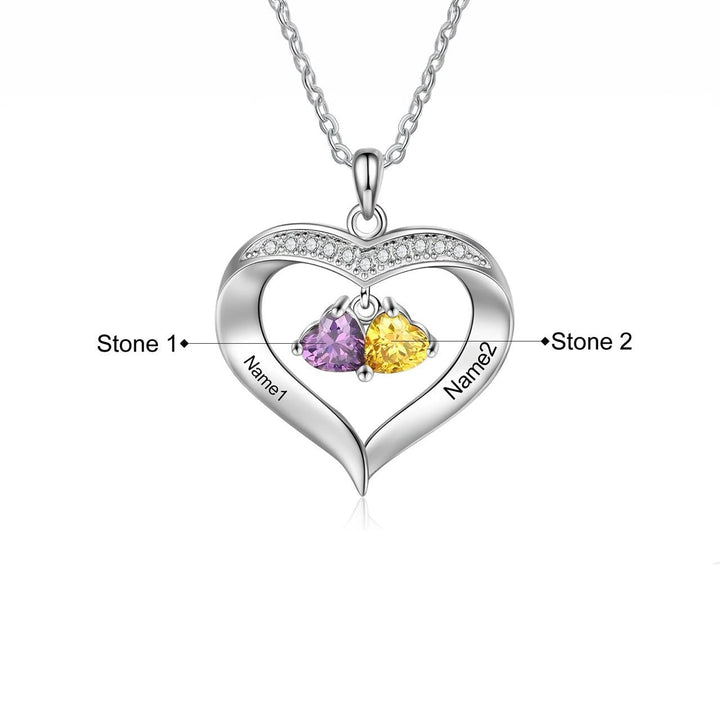 BowLift | Personalized Name & Birthstone Heart Hanging Pendant Necklace