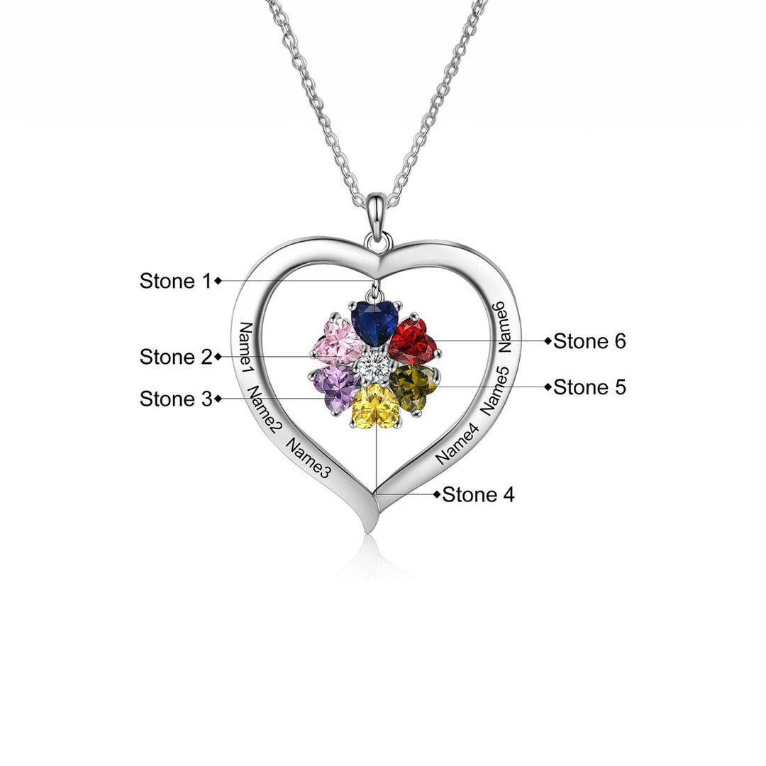 BowLift | Personalized Name & Birthstone Heart Hanging Pendant Necklace