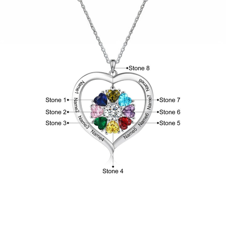 BowLift | Personalized Name & Birthstone Heart Hanging Pendant Necklace
