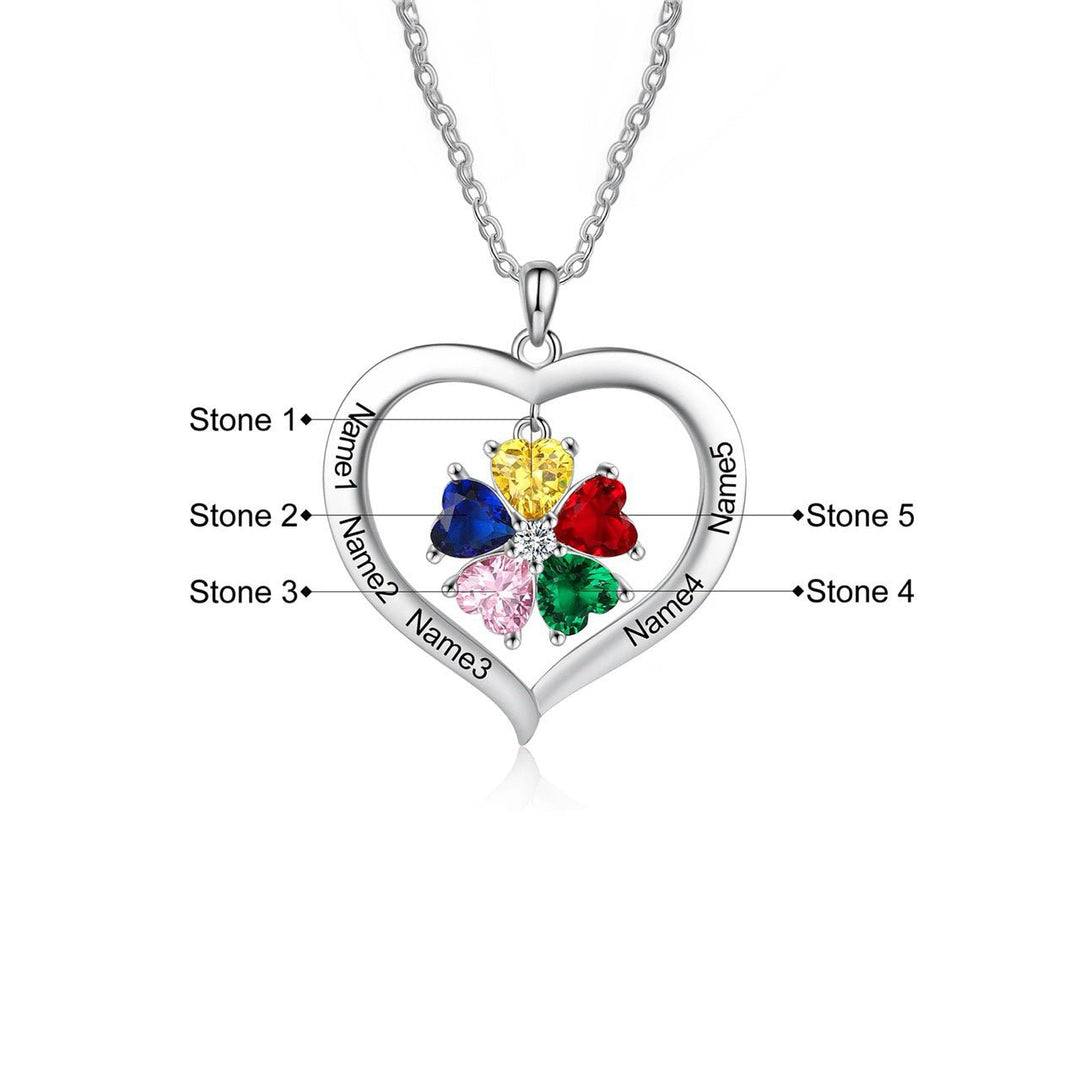 BowLift | Personalized Name & Birthstone Heart Hanging Pendant Necklace