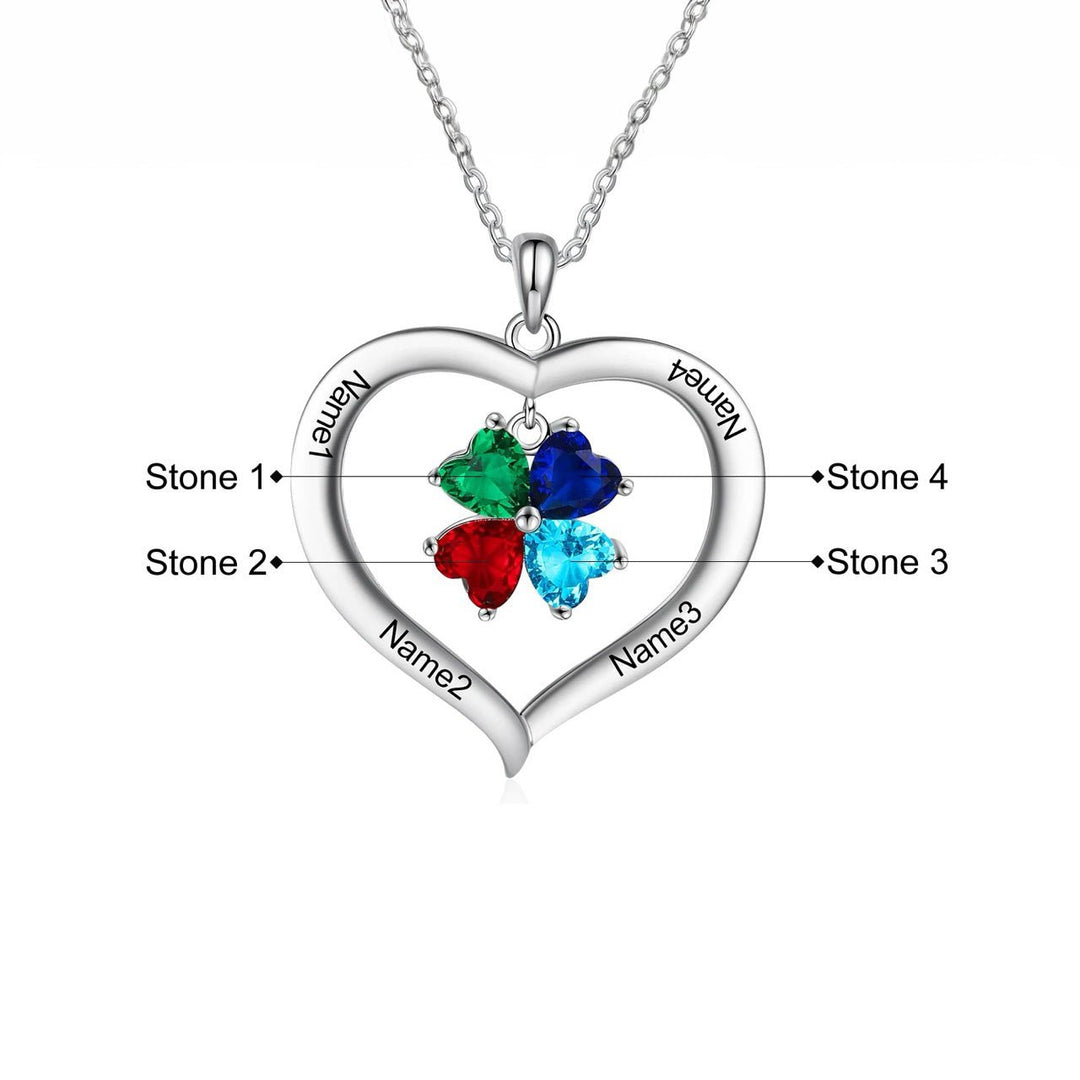 BowLift | Personalized Name & Birthstone Heart Hanging Pendant Necklace