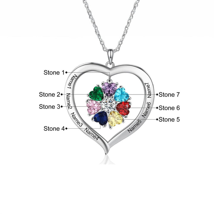 BowLift | Personalized Name & Birthstone Heart Hanging Pendant Necklace