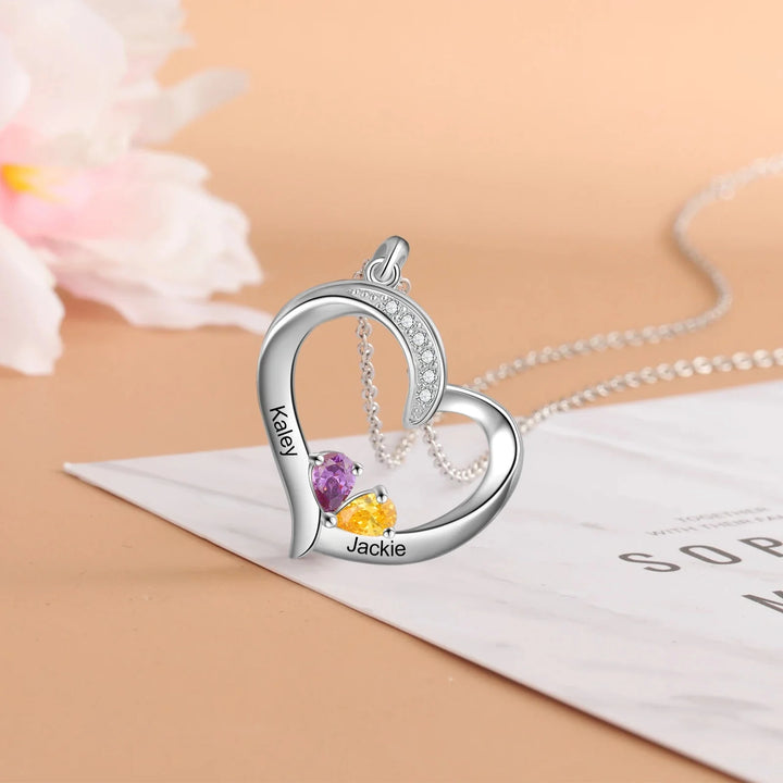 BowLift | Personalized Name & Birthstone Heart Necklace