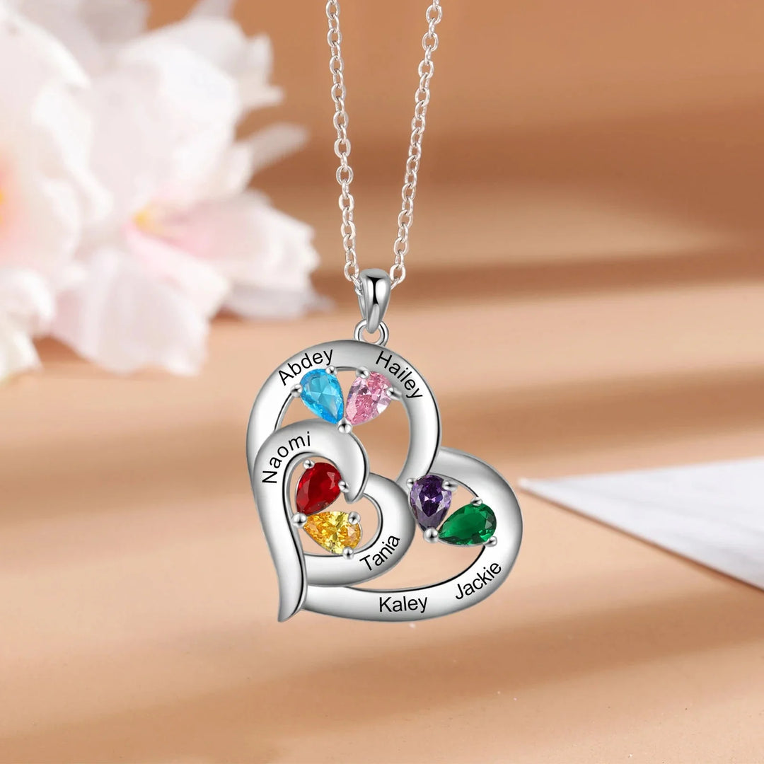 BowLift | Personalized Name & Birthstone Heart Necklace