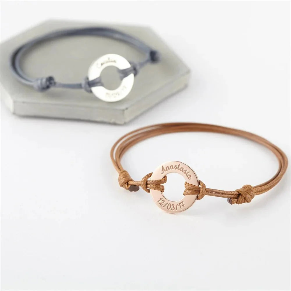 BowLift | Personalized Name Disc Rope Bracelet