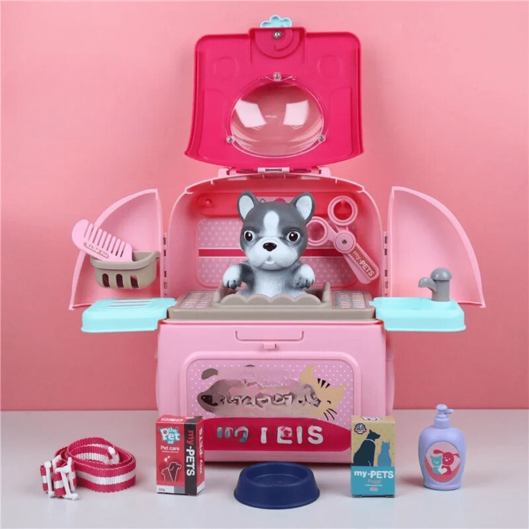 BowLift | Petcare Playset – Portable Vet Role Play Set for Kids with Backpack and 16 Accessories