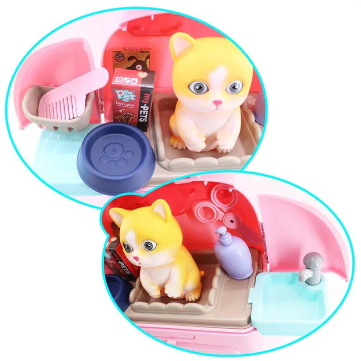 BowLift | Petcare Playset – Portable Vet Role Play Set for Kids with Backpack and 16 Accessories
