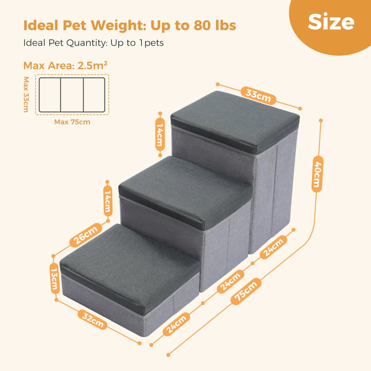 PetLift • 2 - in - 1 Foldable Dog Stairs & Storage Ladder - Dog Stairs - BowLift