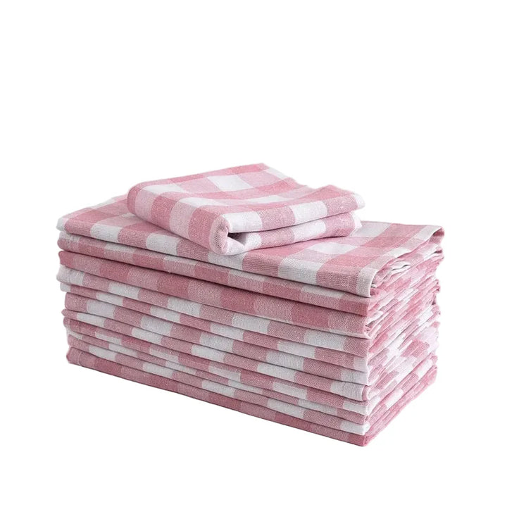 Pink Checkered Cloth Napkins Polyester Washable Table Dinning Napkins | Bowlift