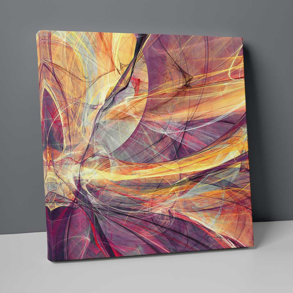 Abstract Fractal Light Pink Yellow Orange No. 3 Print on Canvas | Bowlift