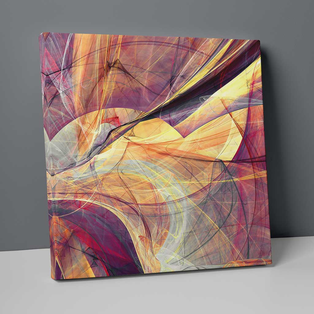 Abstract Fractal Light Pink Yellow Orange No. 6 Print on Canvas | Bowlift
