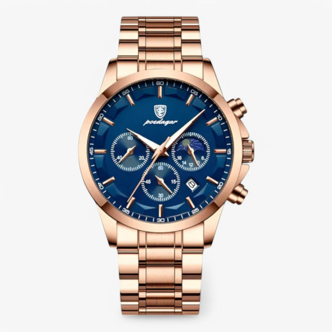 BowLift | Men’s Leather Strap Chronograph Watch with Date