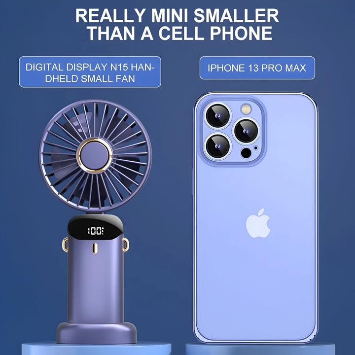 BowLift | Rechargeable Handheld Mini Fan | 5-Speed, 90-Degree Adjustable & Quiet for Office, Home & Outdoor Use